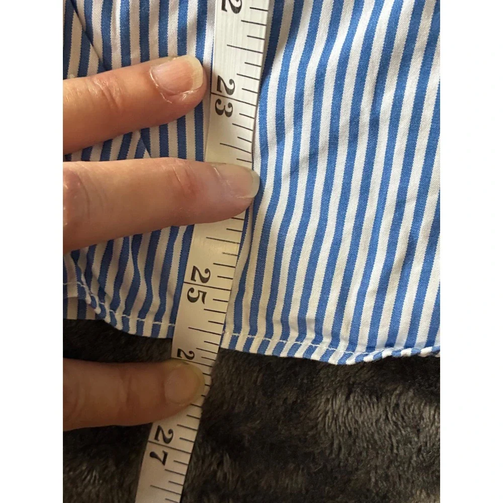 J.Crew Haberdashery Womens Blue White Striped Cotton Button‎ Down Shirt Size  S